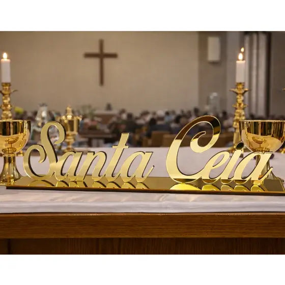 Santa Ceia decoração em acrílico espelhado