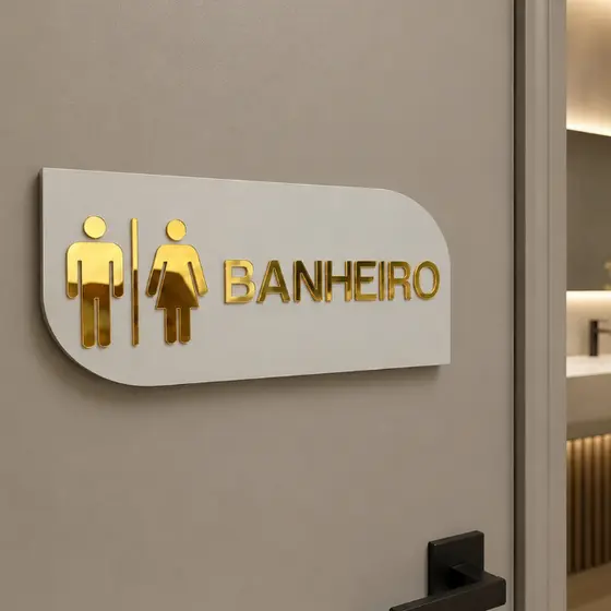 Placa sinalização banheiro Mdf acrílico