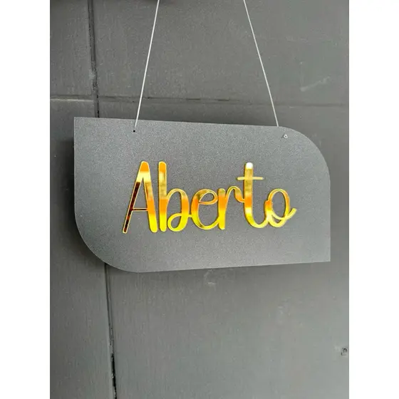 Placa Aberto Fechado sinalização acrílico Mdf BRANCO