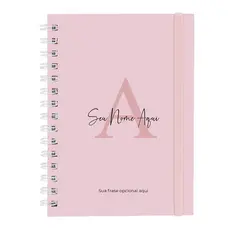 Caderno Feminino Personalizado Plus Moderna Colors Rosa Claro 100 Folhas 14x20 Cm