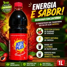 Xarope Concentrado de Guaraná Ativ Plus 1L – Rende Muito Mais