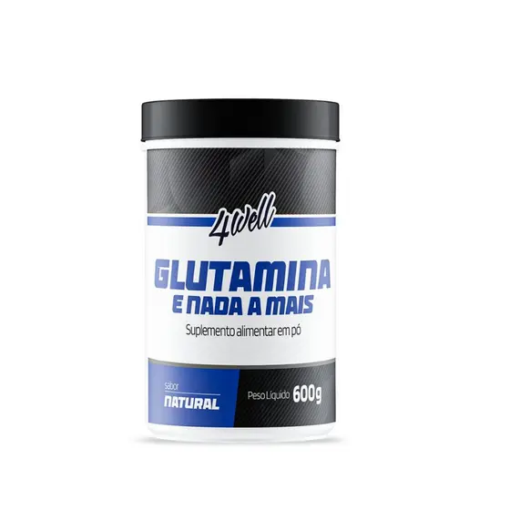 L-Glutamina 600g Pote - 100% Pura - Importada - 4well - Sabor Natural