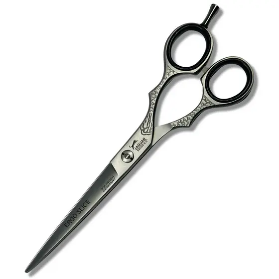 Tesoura Profissional Jaguar Cinza 6”, 6,5” ou 7” – Fio Laser ou Navalha para Barbeiro e Cabeleireiro Premium