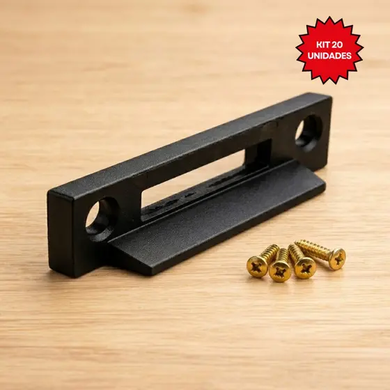 Kit 20 Cunha Reforço Salva Gavetas C/ 40 Parafusos 3,5x16mm Presilha Reforço Gaveta Cantoneira Preto