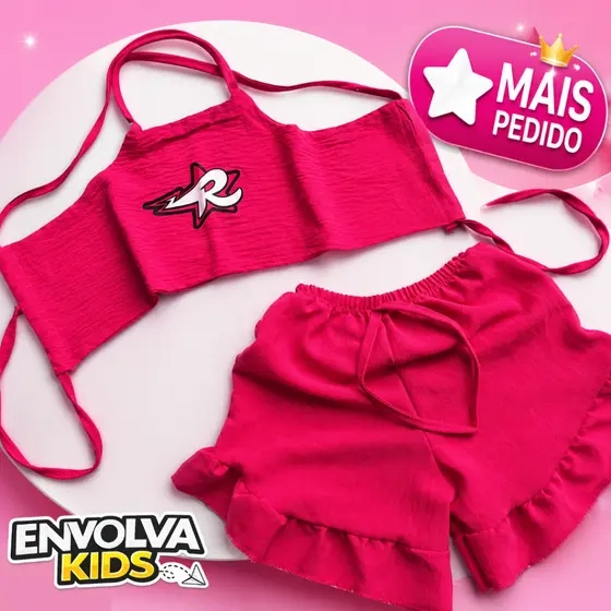 Conjunto Emilly Vick Rosa Infantil Menina 100% Algodão