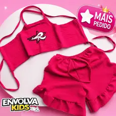 Conjunto Emilly Vick Rosa Infantil Menina 100% Algodão