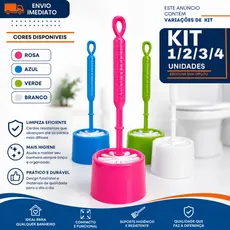 Escova Sanitária Com Suporte 1/2/3/4 Para Banheiro Limpeza Profunda Vaso Sanitário Cerdas Resistentes Cabo Longo 53x13cm