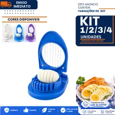 Cortador de Ovo Fatiador 1/2/3/4/5 Manual Compacto Cozinha Porta Ovos Azul Branco Roxo Corte Uniforme Premium