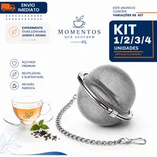 Infusor de Chá Inox Reutilizável 1/2/3/4 Filtro para Ervas Chá Gourmet Aço Inoxidável com Corrente