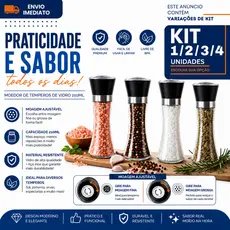 Moedor de Temperos 1/2/3/4 Vidro 210ml Sal Rosa Pimenta Moagem Ajustável Manual Cozinha Gourmet
