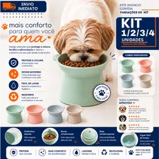Comedouro Elevado Pet Para Gatos E Cães 1/2/3/4  Pequenos Tigela Moderna Colorida Fácil Limpar Pote Alimentação