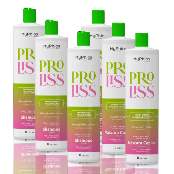 TRÊS Kit Progressiva Shampoo e Máscara 1L - ProLiss - MyPhios