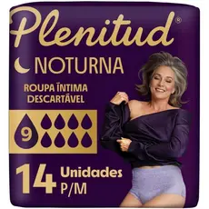 Roupa Íntima Descartável Plenitud® Máxima Absorção, Pacote com 14 Unidades | Noturna, Proteção por até 12h, Tamanho P/M