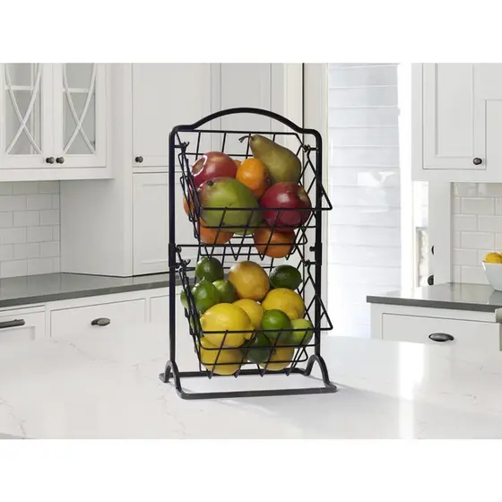 Fruteira de chão 2 níveis Gourmet Basics by Mikasa General Store - Preto