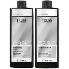 Truss Basic Shampoo e Condicionador Profissional, Hidratante com Creatina e Óleo de Abacate, 1L, Kit com 2 unidades