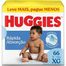 Huggies Fralda Descartável Rápida Absorção XG - 66 Un