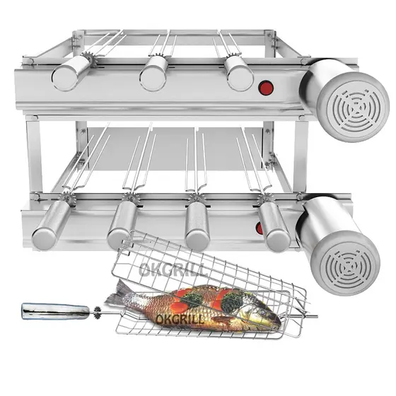 Churrasqueira elétrica gira grill 7 espetos SeveFort + espeto grelha