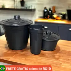 Conjunto Jogo para Cozinha Pia de Plástico,Preto Jogo de 3 peças Lixeira Porta sabão Porta detergente
