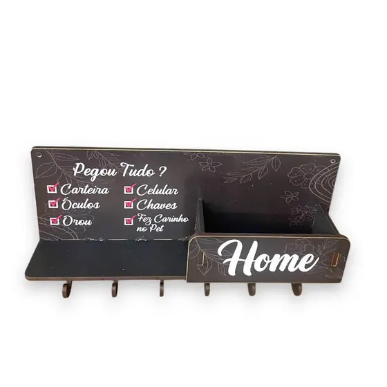 Organizador Porta Chaves Chaveiros CheckList com 6 ganchos Decorativo