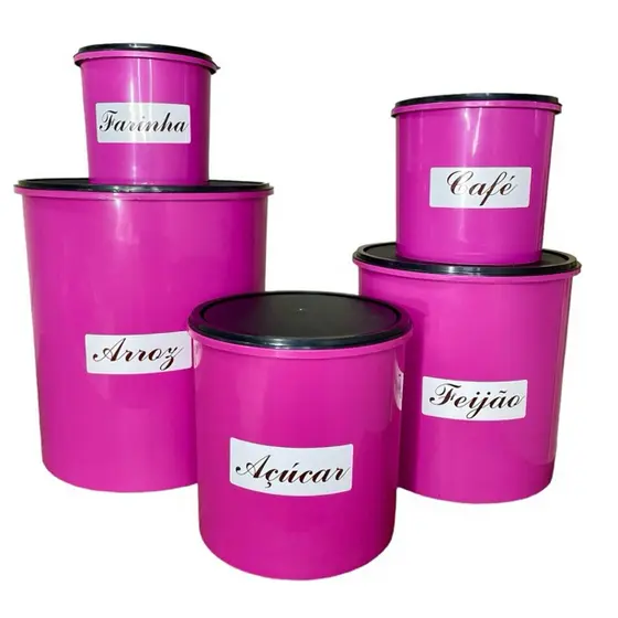 Porta Mantimento De Plástico 5 Peças Jogo De Mantimentos Conjunto Potes Personalizado Cozinha