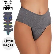 Kit 10 5 e 3 Calcinhas Fitness Cós Alto Calcinha Seca Barriga
