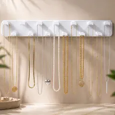 Porta Colar Parede Organizador de Joias Colares Pulseiras Bijuterias 13 Ganchos Fita Dupla Face