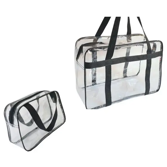 Bolsa transparente Grande + Necessaire 093G ideal pra Piscina/Praia etc.