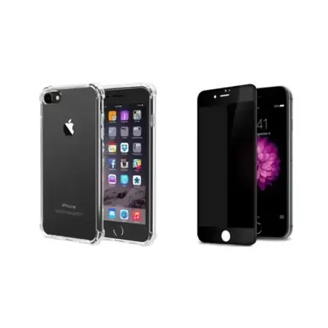 IPhone 7/8 Kit Capa Anti-Impacto + Película Privacidade Anti-Spy - Preto