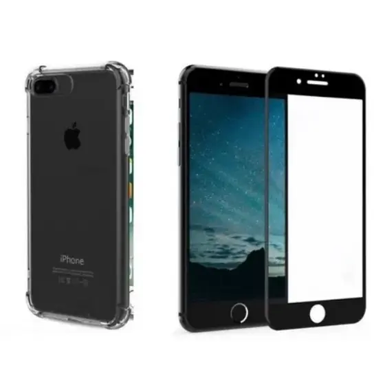 IPhone 7/8 Kit Capa Anti-Impacto + Película 3D/9D - Preto