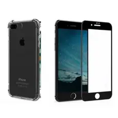 IPhone 7/8 Kit Capa Anti-Impacto + Película Vidro Temperado 3D - Preto