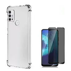 Kit Capa Anti-Impacto + Película 3D Privacidade P/ Moto G20