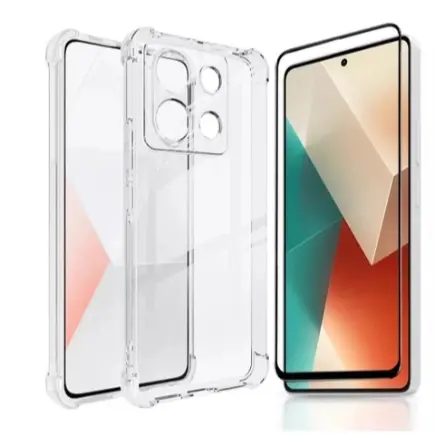 Kit Capa Anti Impacto Transparente + Película 3D P/ Redmi Note 13 4G