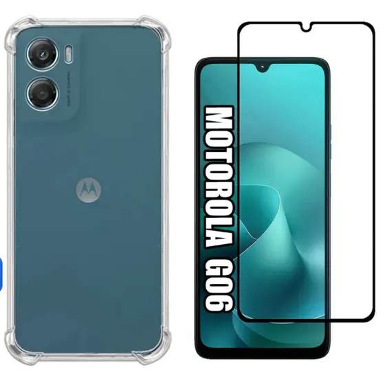 Kit Capa Anti Impacto + Película 3D P/ Moto G06
