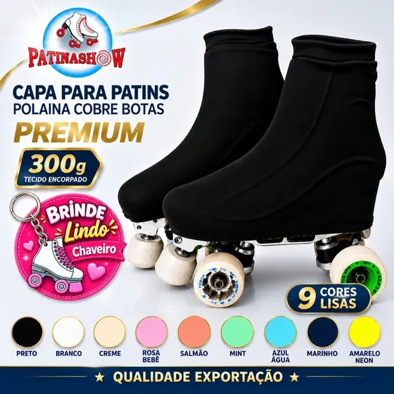Capa Para Patins Polaina Cobre Botas Premium 300g Cores Lisas Patinashow