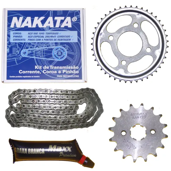 Kit Relação Transmissão Moto Honda Cg 150 Fan Titan Start Original Nakata