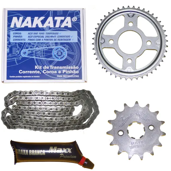Kit Relação Transmissão Moto Honda Cg 160 Fan Titan Start Original Nakata