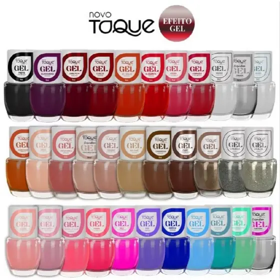 kit 20 ESMALTES EFEITO GEL novo toque (seca sem precisar de cabine)
