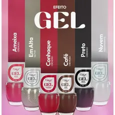 Escolha seus Esmaltes EFEITO GEL - KIT 6 UNIDADES NOVO TOQUE (secagem sem cabine)