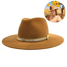 Chapéu Country Fedora Premium Bandinha Golden Brilho Setas Douradas Unissex Modelo Estilo Lauana Prado Castela