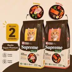 Kit com 2 Ração para Gatos Quatree Supreme Ração Gatos Castrados 1kg  Controle de Pelo Nova Formula