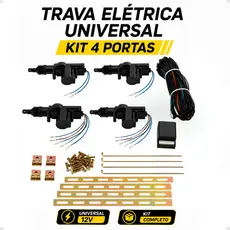 Kit Trava Elétrica Universal 4 Portas Dupla Serventia Carro Centralina 12V Compatível Alarme Segurança