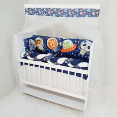 Kit Mini Berço com 12 peças + Saia de Berço Bebê Menino Astronauta