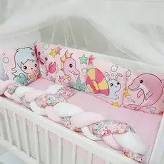 Kit Mini Berço com 12 peças + Saia de Berço Bebê Menina Sereia