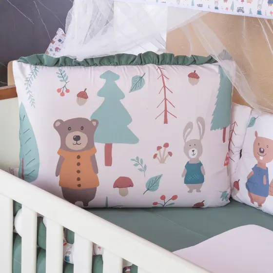Kit Berço Americano 13 pcs para Bebê Menino Bosque