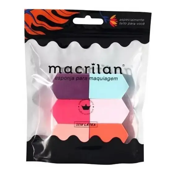 MACRILAN EP04 KIT COM SEIS ESPONJAS PARA MAQUIAGEM