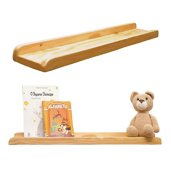kit 2 Prateleira de Madeira Infantil Porta Livros Brinquedos e Decoração 60 x 12 cm -  Theo