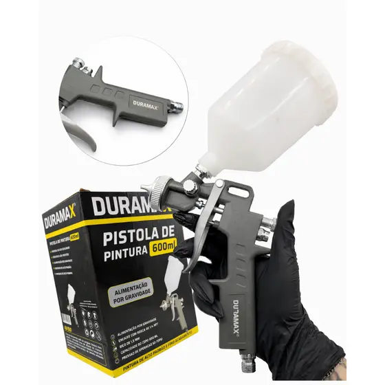 Pistola de Pintura Gravidade 600ml Bico 1.5mm Duramax Profissional Multiuso automotiva Moveis Portão