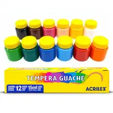 Kit Tinta Para Pintar Tinta Guache Tempera Pintura Infantil 15ml 12 Cores Acrilex