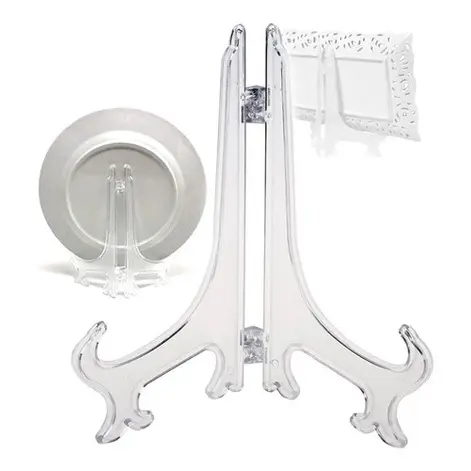 Kit 2 Suportes Para Pratos E Azulejos Quadros Acrílico Transparente 7cm/13cm/17,5cm/22cm