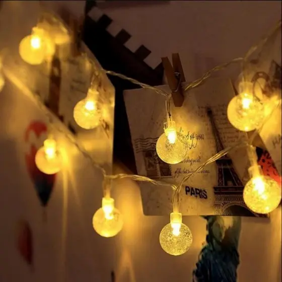 1x Luminária Cordão Fio De Luz 20 Bolas Bolhas 3m Led Decoração - Promocao